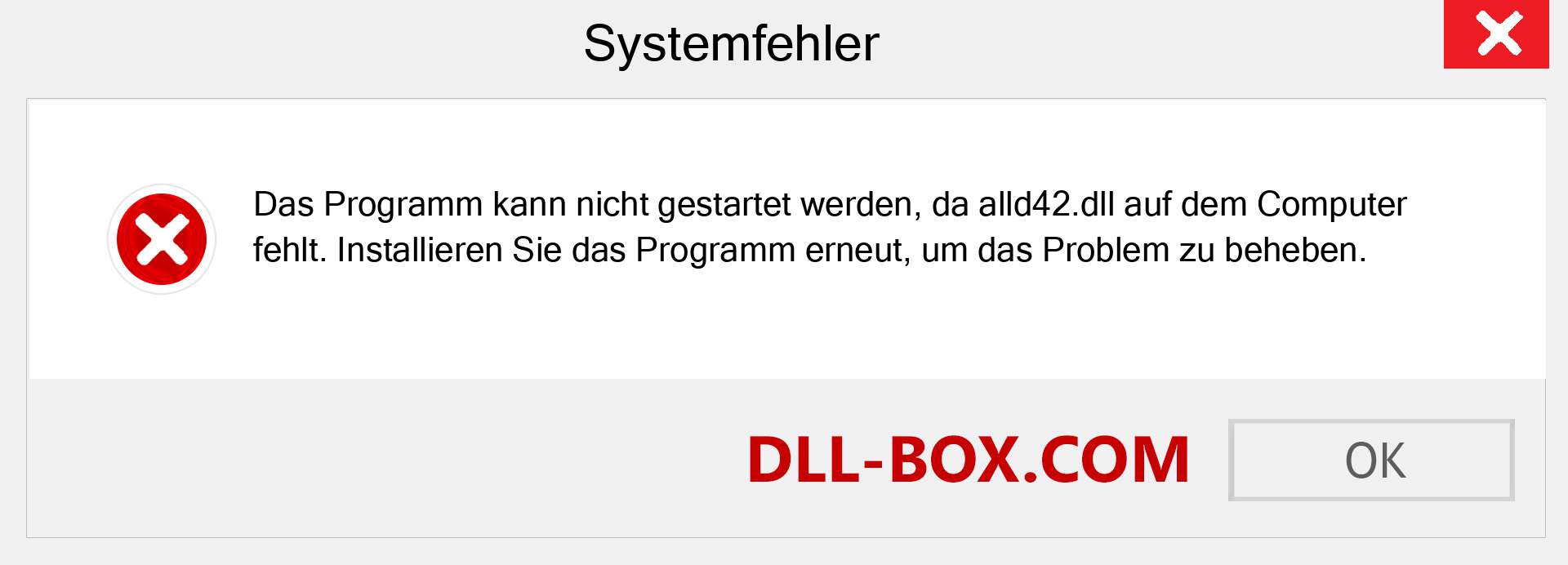 alld42.dll-Datei fehlt?. Download für Windows 7, 8, 10 - Fix alld42 dll Missing Error unter Windows, Fotos, Bildern