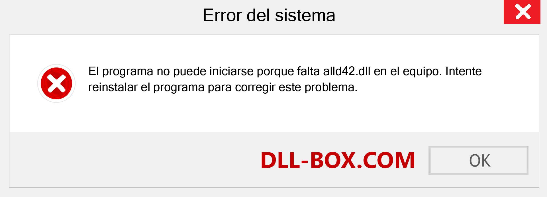 ¿Falta el archivo alld42.dll ?. Descargar para Windows 7, 8, 10 - Corregir alld42 dll Missing Error en Windows, fotos, imágenes