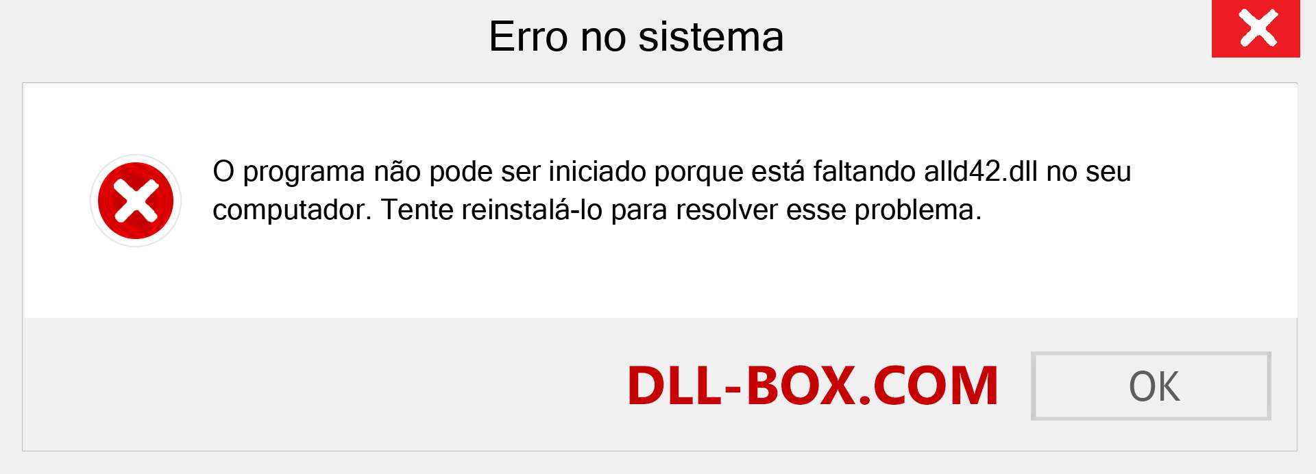 Arquivo alld42.dll ausente ?. Download para Windows 7, 8, 10 - Correção de erro ausente alld42 dll no Windows, fotos, imagens